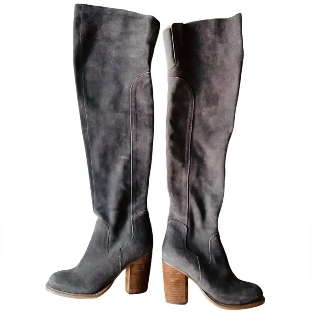 Kelsi Dagger Logan Graphite Suede Over The Knee Boot size 7.